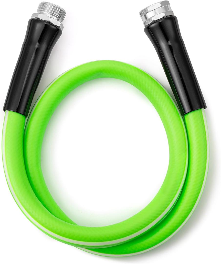 UNCO- Hybrid Polymer Leader Hose, 5/8" ID x 3 FT, Green, Kink Resistant, 3/4" GHT Aluminum Fittings, Drinking Water Safe, Hose Reel Connecting Hose