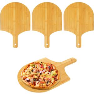 4 Pack Natural Bamboo Pizza Peel 12 inch, Bamboo Pizza Paddle, Wooden Pizza Peels with Handle for Making Pizza, Pizza Bread Pie Cutting Board for Kitchen