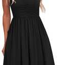 YATHON Casual Dresses for Women Sleeveless Cotton Summer Beach Dress A Line Spaghetti Strap Sundresses with Pockets, L