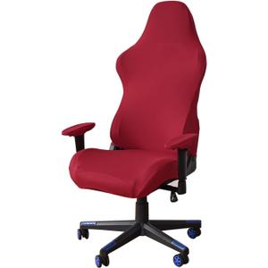 Gaming Chair Cover Slipcovers Cat Scratch Proof, Stretchable Comfortable Gaming Chair Seat Cover Slipcover with Armrest Protector, Soft Polyester Breathable Fabric for Rotating Game Chairs, Red