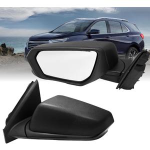 Left Driver Side Mirror Compatible With 2018-2023 Chevy Equinox With Heated Power Glass Manual Folding 5 Pins Textured Black #GM1320559