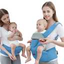 Baby Carrier with Hip Seat, Baby Carrier Newborn to Toddler up to 44lbs, 6-in-1 Ways to Carry, All Seasons, Adjustable Baby Holder Carrier for Breastfeeding(Blue)