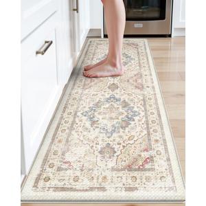 DEXI Kitchen Mats for Floor Cushioned, 23x59 Extra Large Wide Runner Rug Non Slip, Waterproof Soft Comfort Standing Padded Anti Fatigue Decorative, Ivory Beige