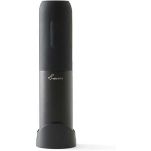Rabbit Electric Corkscrew Wine Opener - Push Button Automatic Bottle Opener, Compact Design, Opens Bottles Quietly, Stores Vertically or Horizontally, Black