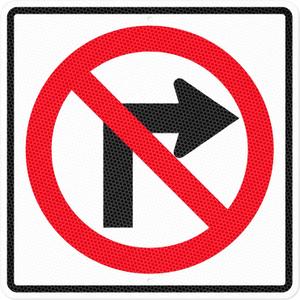 No Right Turn Sign 24"×24" Engineer Grade Reflective Aluminum | Waterproof Rust-Free Metal, Pre-Drilled, Large Square Design for Driveway, Parking Lot, Business, Traffic Safety