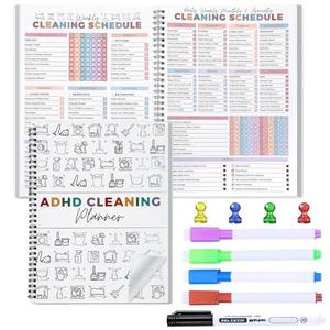 Cleaning Planner, Cleaning Schedule and Checklist Organizer, Daily Weekly Monthly Household Cleaning Planner, Chore Chart Notebook for Home, Family Cleaning Tasks, DIY Home Improvement, Editable Template