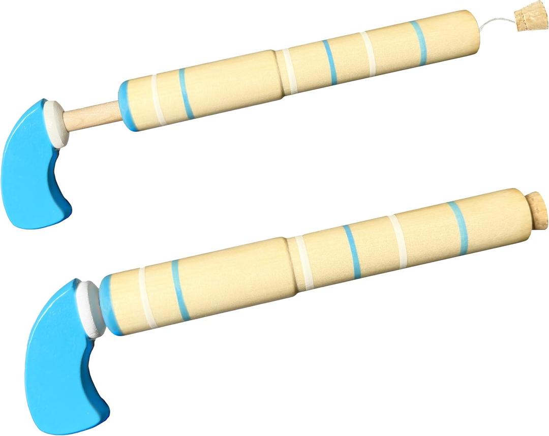 Wooden Toy Gun Boom Gun - 2pack Popular Safe and Fun Children's Substitute Pop Gun for Indoor and Outdoor Games, Perform Party, Exquisite Small Gift - Blue Manual Installation is Required