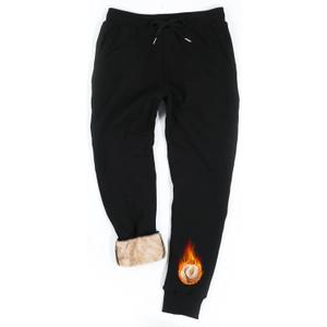 Inno Men's Sherpa Fleece Lined Jogger Pants Warm Sweatpants Thermal Winter Athletic Lounge Short Tall, Black, XL, 36" Inseam