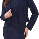 Allegra K 2 Piece Suit Dress Set for Women's Business Sleeveless Dress and Crop Blazer (Blue, M)