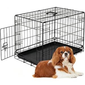 DUMOS 30 Inch Dog Crate, Foldable Puppy Small Medium Dog Cage Pet Kennel