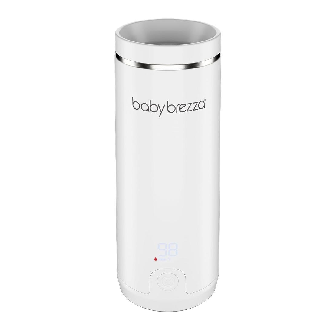 Baby Brezza Portable Warmer 3X Faster Baby Bottle Warming - Travel Breastmilk and Formula Warmer - Safe, Even Heating - Up to 9oz - No Adapters, White