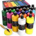 Nicpro 14 Colors Large Bulk Acrylic Paint Set (16.9 oz,500 ml) Rich Art Painting Supplies, Non Toxic for Multi Surface Rock Canvas Wood Ceramic Leather Fabric Craft, for Adult with Color Wheel