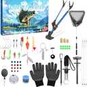 Fishing Advent Calendar 2025 for Men - 24-Day Countdown Calendar with Telescopic Landing Net, Fish Gripper & Rod Holder for Father, Husband, Boyfriend