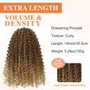 Lommel Drawstring Ponytail,14 Inch Ponytail Extension for Black Women Curly Drawstring pony tails hair extensions for Women Afro Kinky Curly Hairpieces for Daily Use(Brown and Honey Blonde)
