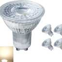 GU10 LED Light Bulb 5W Soft Warm White 3000K 400LM AC 85-265V NO Flicker Imitation Glass Cover 120 Degrees Wide Angle Non-Dimmable 40W Equivalent, for Ceiling Recessed Spotlight Lighting, 4-Pack