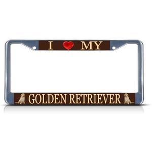 Fastasticdeals I Love My Golden Retriever Dog License Plate Frame Tag Holder Cover