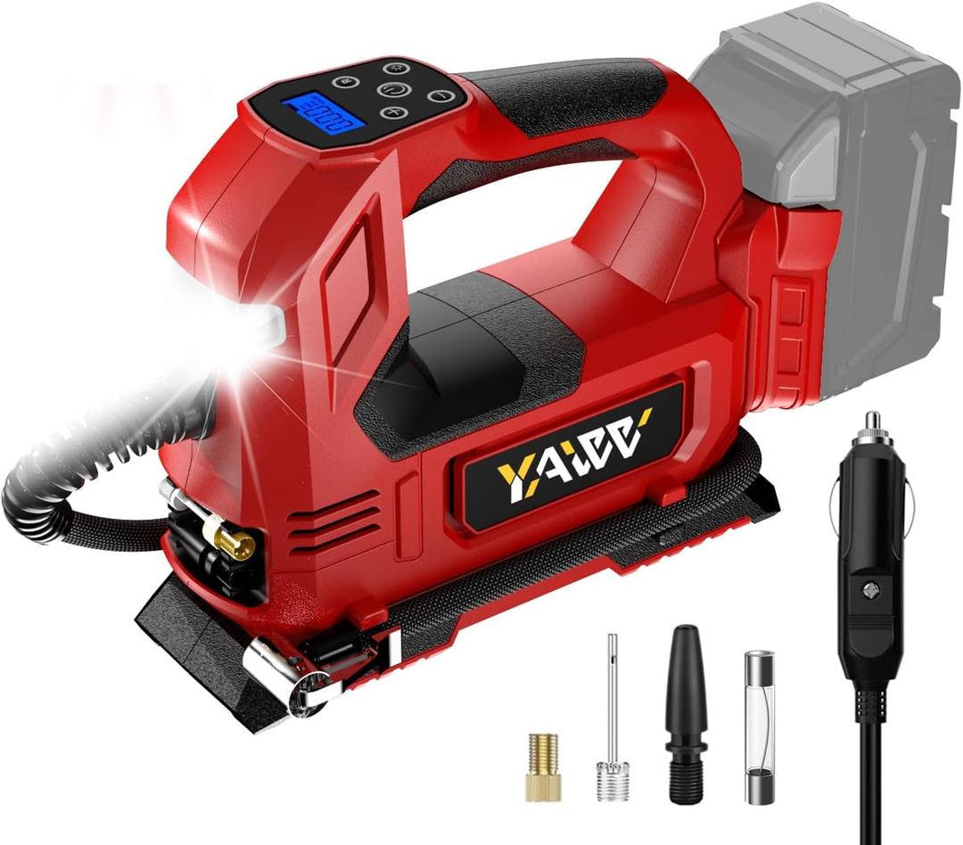 Cordless Tire Inflator Air Compressor for Milwaukee M18 Battery, 160PSI Portable LED Light Handheld Air Pump with Digital Pressure Gauge for Cars Motorcycles Bikes Sport Balls(Battery Not Included)