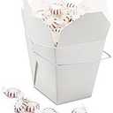 White Chinese Asian Paper Take Out Box with Wire Handle, Leak and Grease Resistant Stackable to Go Boxes (50, 8 OZ)