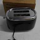 Mueller Retro Toaster 2 Slice with 7 Browning Levels and 3 Functions: Reheat, Defrost & Cancel, Stainless Steel Features, Removable Crumb Tray, Under Base Cord Storage, Black