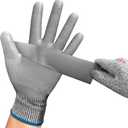 Cut Resistant Work Gloves, Level 3 Cut Proof Glove with PU Coated, Safety Work Gloves for Metal Fabrication, Wood Working, Construction, Medium
