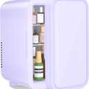 Mini Fridge, 6 Liter/8 Can 110V AC/DC Portable Thermoelectric Cooler Refrigerators for Bedroom, Skincare, Beverage, Office, Dorm Room and Car, Purple