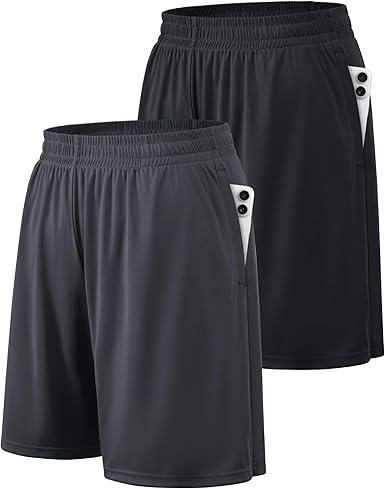 BALENNZ Athletic Shorts for Men with Pockets and Elastic Waistband Quick Dry Activewear 1 Pack Black Large 