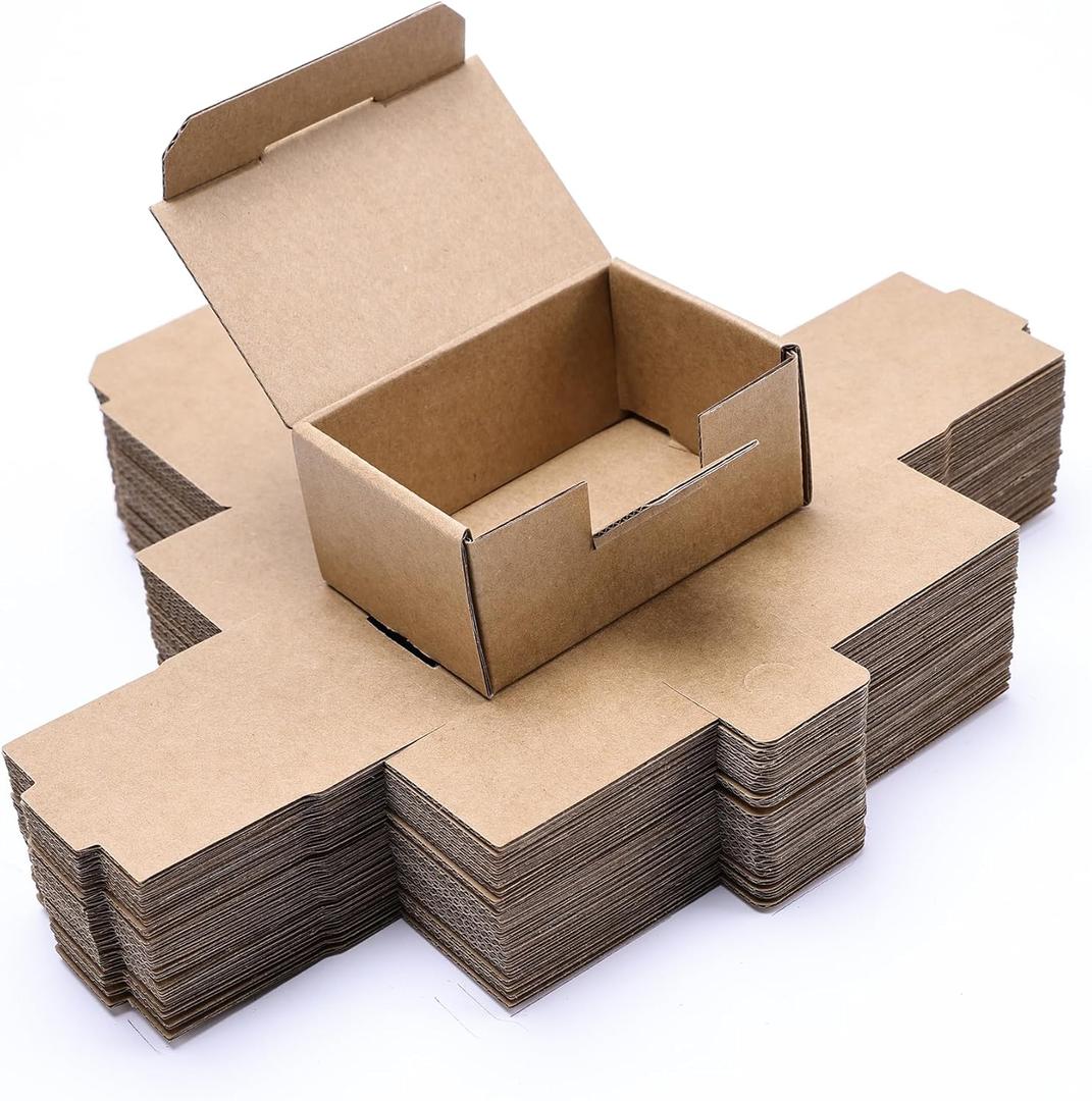 Small Shipping Boxes 3.5x2.2x1.6 Inches, 25-Pack Brown Corrugated Cardboard Boxes for Mailing, Storing, Gift Packaging