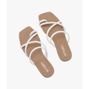 FITORY Women's Slide Sandals Flat Toe Ring Thongs with Cross Strap for Summer, Size 8