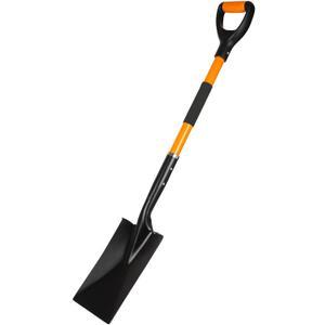 Spade Garden Shovel, Steel Flat Spade with Ergonomic D-Handle, Sharp Blade Square Shovel for Lawn Edging, Digging, Heavy Duty Yard Tool, Easy Cuts in Grass and Turf
