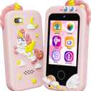 Kikidex Kids Smart Phone for Girls, Perfect Christmas Birthday Gifts for 3-10 Year Old Kids, Touchscreen Learning Play Toy Smartphone with Dual Camera, Puzzle Game, Music Player (Pink)