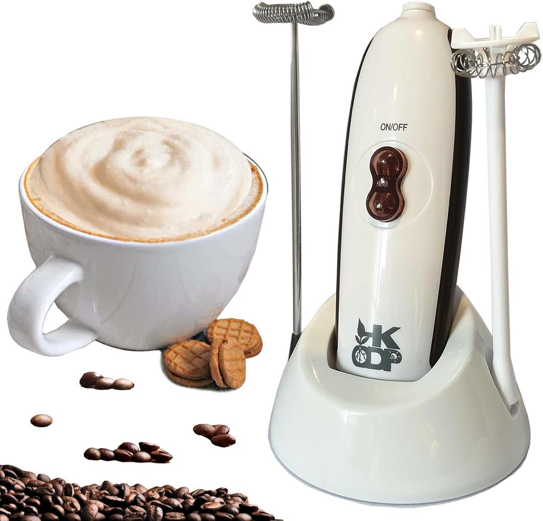 Powerful Milk Frother Wand - Battery Operated Handheld Drink Mixer - Electric Whisk Foam Maker for Coffee, Lattes, Cappuccino, Matcha, Hot Chocolate & Creamer