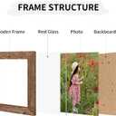 5x7 Collage Picture Frames Set of 2, Rustic Wooden Real Glass Vertical Hanging 3 Opening 5 by 7 Photo Frame, Rustic Brown