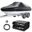fshihine Boat Covers 17-19ft, 0.33mm Thickened Dual-PVC Coated 100% Waterproof Trailerable Boat Cover Heavy Duty with Winch & Cable for Tri-Hull, V-Hull, Fishing, Bass Boat, Easy to Install, 102" Wide