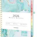 Forvencer 2026 Planner, Hardcover Calendar Planner Weekly and Monthly, Jan 2026 - Dec 2026, 8.5" x 11", Spiral Agenda Book with Tabs, Exquisite Daily Journal Organizer for Home School, Teal Marble