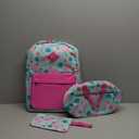 Flamingo School Backpack for Teen Girls, 3-in-1 Kids Backpack Bookbag Set School Bags with Lunch Box Pencil Case