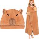 CozziPals Capybara Wearable Plush Blanket Hoodie for Women & Kids, Premium Soft Thick Sherpa & Fleece for Ultra Warmth, Throw Wrap with Giant Hood, Easy Movement, Capybara Gifts for Adults, Oversized
