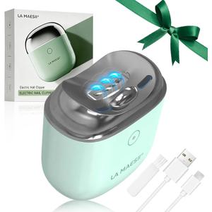Electric Nail Clipper, 2026 Upgrade 2 In 1 Electric Nail Clippers,Electric Automatic Nail Clipper with LED Light&2 Speed,Nail Scraps Storage,Rechargeable Safety Electric Nail Trimmer for All Age Group