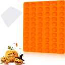 Halloween Pumpkin Candy Mold, Pumpkin Silicone Mold with 60 Mini Pumpkin Cavity, Reusable Halloween Ice Molds Baking Molds for DIY Making Candy, Fondant, Chocolate, Jelly, Cookies with Baking Scraper
