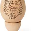 Easter Decor, He is Risen Wooden Egg Decoration, Christian Basket Filler, Easter Gifts Religious for Adult, Church, Jesus, Easter Decoration Centerpieces for Home Table, Tiered Tray Decor