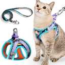 PetThem Upgraded Cat Harness and Leash Set - Step-in Escape Proof Adjustable Cat Harness, Comfortable Soft Lightweight, Reflective Harness for Walking, Travel, Camping (Butterfly Magic, S)