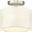 Semi Flush Mount 4-Light 14Inch Ceiling Lights with Fabric Shade in Quatrefoil Shape, Brushed Nickel for Nursery, Hallway, Bedroom, Kitchen - AD-22007-4SF-SN