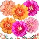 SUNBEAUTY 6 PCS Hot Pink and Orange Paper Flowers Decorations Crepe Paper Flowers 12 Tissue Paper Flowers Decorations for Wall Birthday Party Baby Bridal Shower Office Classroom Wedding Carnival