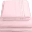 1800 Thread Count Sheet Set  Soft Egyptian Quality Brushed Microfiber Sheets  Luxury Bedding Set with Flat Sheet, Fitted Sheet, Pillow Cases, Queen, Pale Pink, Sheet Set