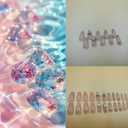 Press on Nails with Designs, Fake Nails Medium Long, 5 Packs (120 Pcs), French Tip Soft Gel Nails, Almond, Frosted, Bright-Diamond, Leopard-Print, Personal Fashion, Glue on Nails Kit