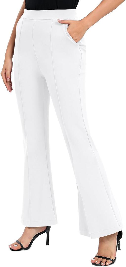 Urban CoCo Women's Flare Dress Pants with Pockets High Waist Slacks Pull On Work Casual Petite/Regular/Tall Pants (Medium, White) Urban CoCo Women's Flare Dress Pants with Pockets High Waist Slacks Pull On Work Casual Petite/Regular/Tall Pants (Medium, White)