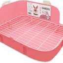 KAMEIOU Ferret Galesaur Guinea Pig Bunny Rabbit Toilet Potty Trainer with Stainless Steel Panel Rabbits Corner Litter Pan Bedding Box for Small Animal Bunny Rabbit Ferret Cage Toilet Pan