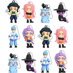 12Pcs K Pop Demon Hunters Action Figure,Demon Hunters Keychains Holder Car Key Ring Mobile Phone Bag Hanging,Unique Action Figures Decorations Gifts for Fans Office Room Figurine Decor