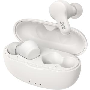 JVC Gumy True Wireless Earbuds, Bluetooth 5.3, Charging Case, 24-Hour Playback, IPX4 Water Resistant, Comfortable Secure Fit with XS/S/M/L Earpieces, Built-in Mic for Calls, iPhone/Android/PC - HAA7T2 (White)