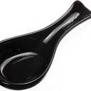 Ceramic Spoon Rests for Kitchen, Spoon Rest for Stove Top Countertop Utensil Rest Ladle Spoon Holder for Cooking Home Decor, Black Color