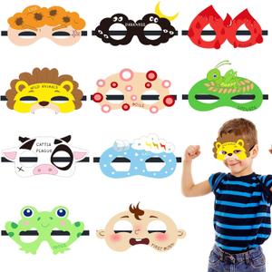 10 Pcs Passover Masks Decorations,Frogs Locust Plagues Theme Colorful Pesach Felt Face Masks Passover Party Favors Costume Accessories Seder Decoration